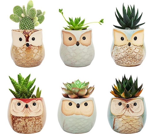 Imagen 9 de 10 de Macetas Mini Lapiceros X6 Unidades Ceramica Diseño Buhos