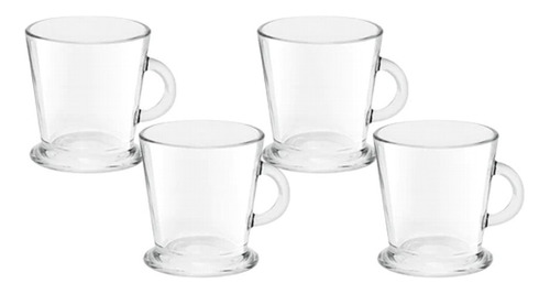 Set 4 Tazas De Vidrio Para Café Cappuccino Mokka Té 180ml 