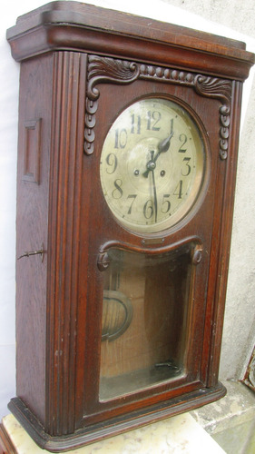 Reloj Antiguo Gustav Becker Caja De Roble Funcionando