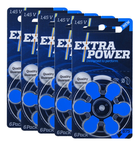 30 Baterias Auditivas Tamanho 675 Extra Power Phonak Widex