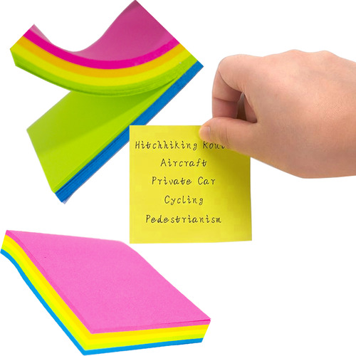 Notas Adhesivas Neon Tipo Post-it 500 Hojas 7.5x7.5cm Block