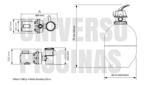 Imagem 6 de 6 de Kit Filtro F280 Moto Bomba 1/4 Cv Nautilus Com Mangueira