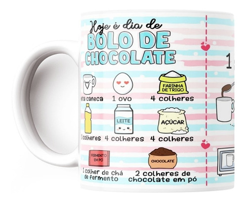 Caneca Personalizada Receita Bolo Gostoso De Chocolate Fofo