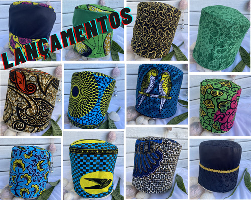 Eketé Kipa Gorro Umbanda Candomblé Africano Verde E Rosa Verde E Rosa Xg 63/64 X 20