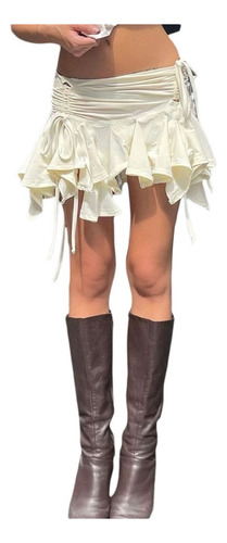 Minifalda Con Volantes Fruncidos Para Mujer, Estilo Gótico
