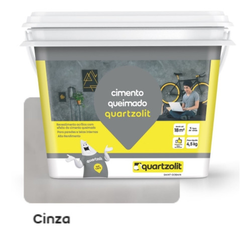 Imagem 2 de 3 de Cimento Queimado 4,5kg Cinza Quartzolit