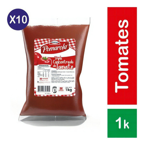 Pack 10 - Pomarola Triple Concentrado De Tomate 1kg