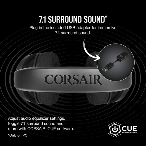Imagen 5 de 9 de Auricular Gamer Corsair Hs45 Carbon
