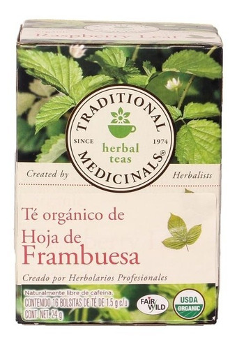 Té Orgánico De Hoja De Frambuesa 16 Bolsas  24 Gr.