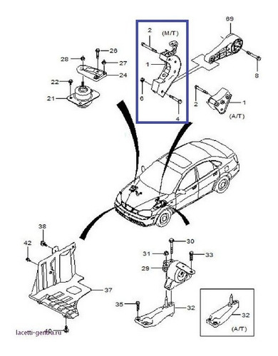 96550290 Base Trasera Motor Hierro Optra Automático 40