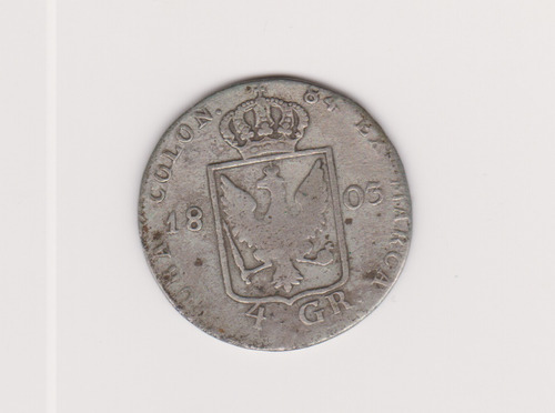 Moneda Alemania Prusia 4 Groschen Año 1803 A Plata Bueno +