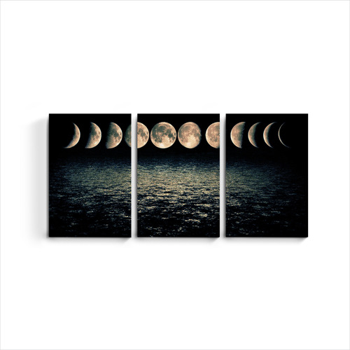 Cuadro Triptico Paisajes Moderno Fases De La Luna Catalogo