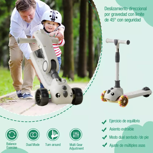 Huozhe Scooter Monopatín De Pie Plegable Para Niños 2-14 Años Color Blanco Usop
