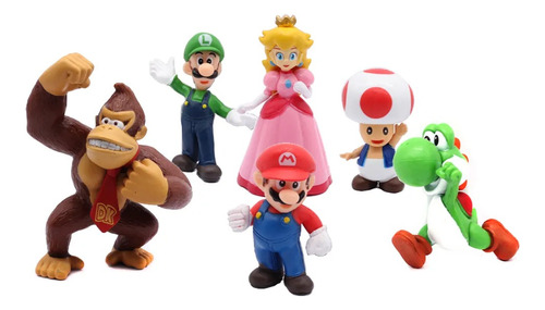 Super Mario Bros, Luigi, Peach Juguetes Niños Colección 6 Pz