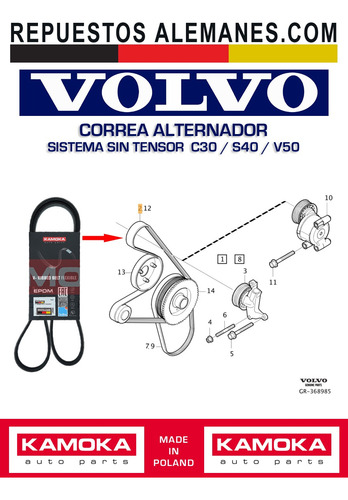 Correa Alternador Volvo C30 S40 1.8/2.0 (sistema Sin Tensor)