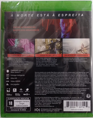 Hitman 3 Jogo Xbox One Físico Lacrado