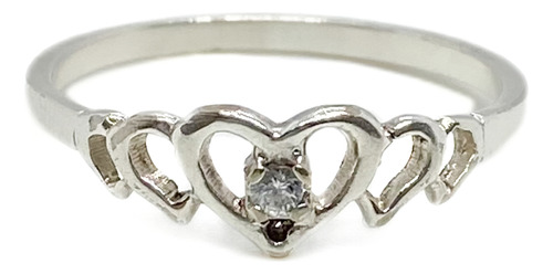 Anillo Corazones Cristal Plata 925 T:17