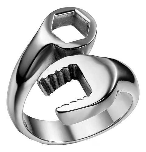 Anillo De Acero Inoxidable Con Diseño De Llave De Mecánico