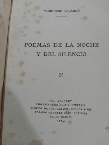 Poemas De La Noche Y Del Silencio: Florencio Escardó