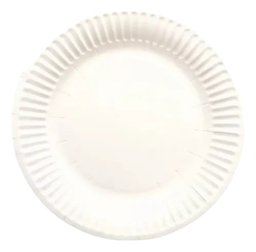 10 Platos Chicos De Carton Circular De Color Blanco Liso