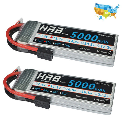 2xhrb 11.1v 5000mah 3s Lipo Rc Batería 50c 100c Para Coche