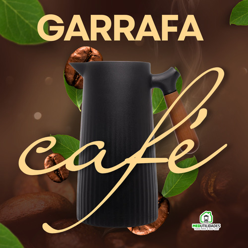 Garrafa Térmica 1l Vácuo Café Chá Cabo Imita Madeira 12hrs