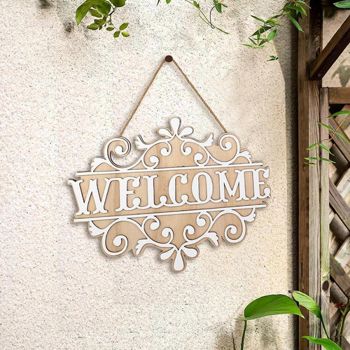 Wood Wall Hanging Welcome Sign Decoración De Placa Rústica