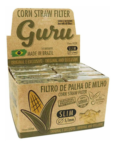 Caixa De Filtro De Palha De Milho Slim Guru Tabacaria Atacad