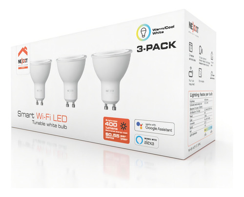 Pack 3 Ampolleta Dicroica Smart Led Nexxt Blanco Regulable