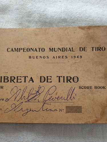Antigua Libreta De Tiro - Campeonato Mundial De Tiro 1949 (Usado)