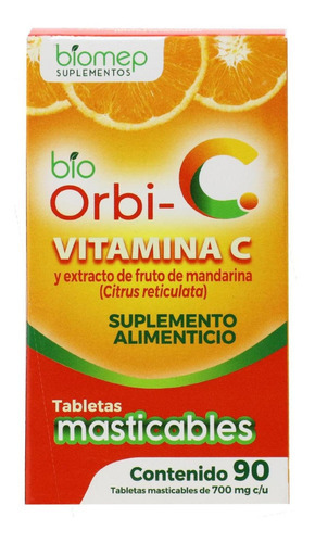 Bio Orbi-c Vitamina C, Suplemento Alimenticio, 90 Tabletas M Sabor Naranja