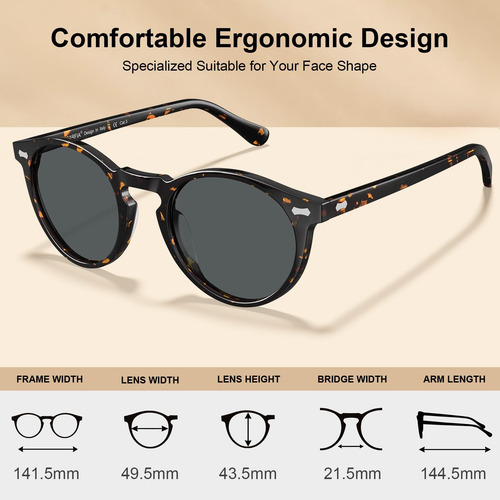 Carfia Gafas De Sol Polarizadas Redondas Retro Para Hombre A