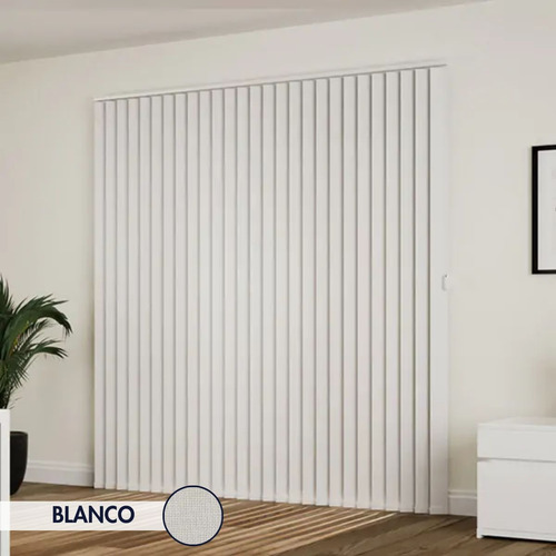 Cortina Bandas Verticales Blackout 160x210 Cm 100% Oscuridad Blanco