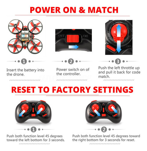 Eachine E010 Mini Rc Quadcopter Rtf 2.4g 4ch Eje 6 Modo Sin