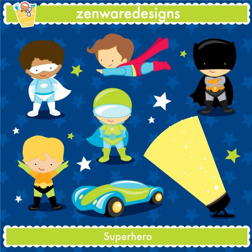 Kit Imprimible Chicos Superheroes Imagenes Clipart Cod796