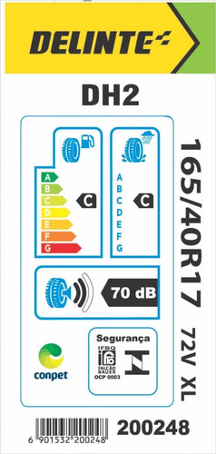 Pneu Aro 17 Delinte 165/40/17 72v Xl Dh2