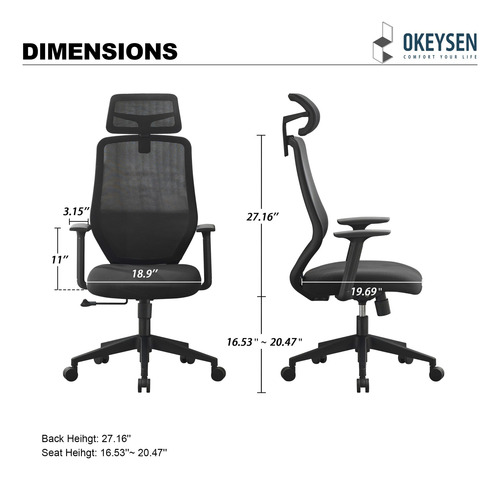Okeysen Silla De Oficina Ergonómica Silla De Escritorio De