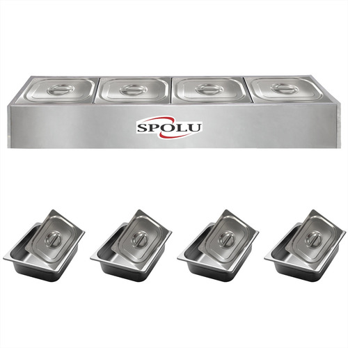 Rechaud Inox Elétrico Mesa Buffet Quente 4 Cubas Banho Maria