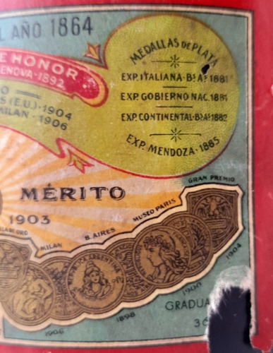 Antigua Botella Pineral El Gran Aperitivo Argentino Intacta (Usado)