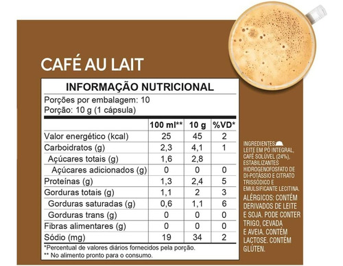 Café Em Cápsulas Au Lait Dolce Gusto Nestlé Com 10 Unidades