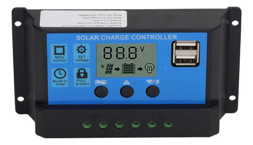 Controlador Panel Solar Doble Salida Usb Energia 12 V 24 Lcd