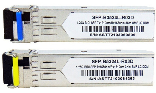 Gbic 3km Lc Par Bidi 1 Fo 1310/1550nm Kit Modulo 3km Lc Sfp