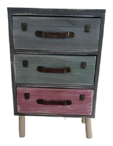 Mueble Velador Vintage Tipo Baul 3 Cajones / Runn