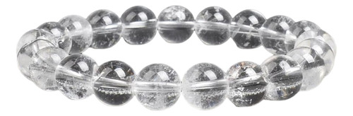 Pulseira Pedra Natural Cristal Quartzo Transparente 8mm Comprimento 18 Cm Cor Branco Diâmetro 8  