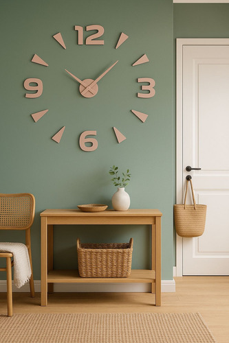 Exclusivo Reloj De Pared Gigante Con Frente Plateado  Plateado
