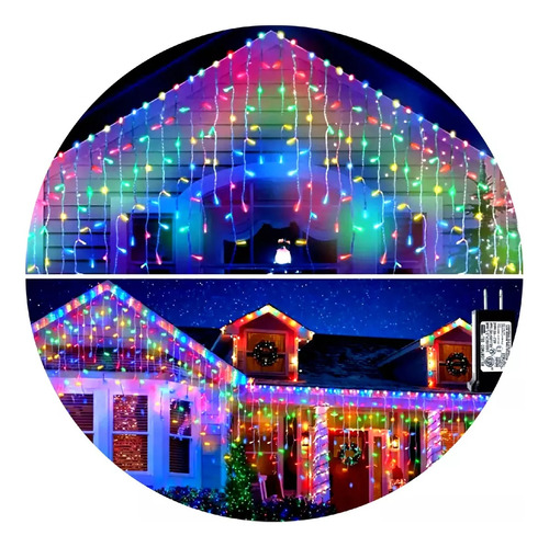 2 Juegos Luces Navidad Cascada 300 Led 15 Mts Multicolor