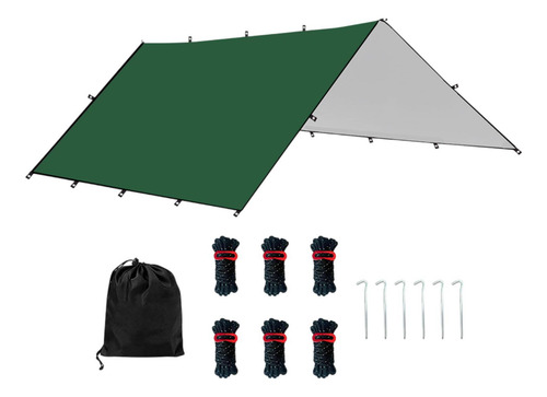 Tarta De Campamento Tarp Multifuncional Con 6 Estacas Y 6 M