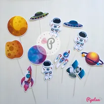 Comprar Pinchos Para Cupcakes X12 Espacio Astronautas  Toppers 