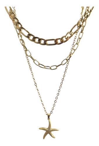 Collar Gargantilla Triple Cadena Oro Laminado 18k Dorado