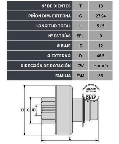 Imagen 2 de 8 de Bendix De Arranque Tipo P-rhone Renault 19/clio -95 Valeo